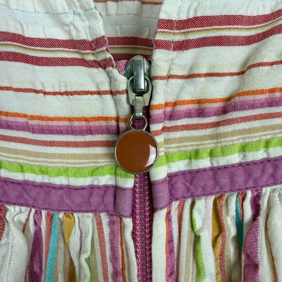 Vtg Go Softly Patio House Dress Large Multicolor Striped Cotton Blend Full Zip - Picture 4 of 11